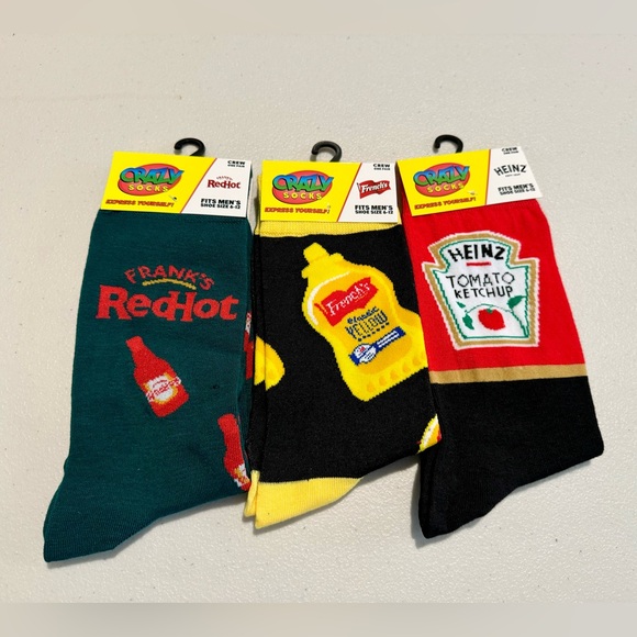 Crazy Socks - Condiment Bundle (3 Pairs of Socks) - Picture 1 of 4